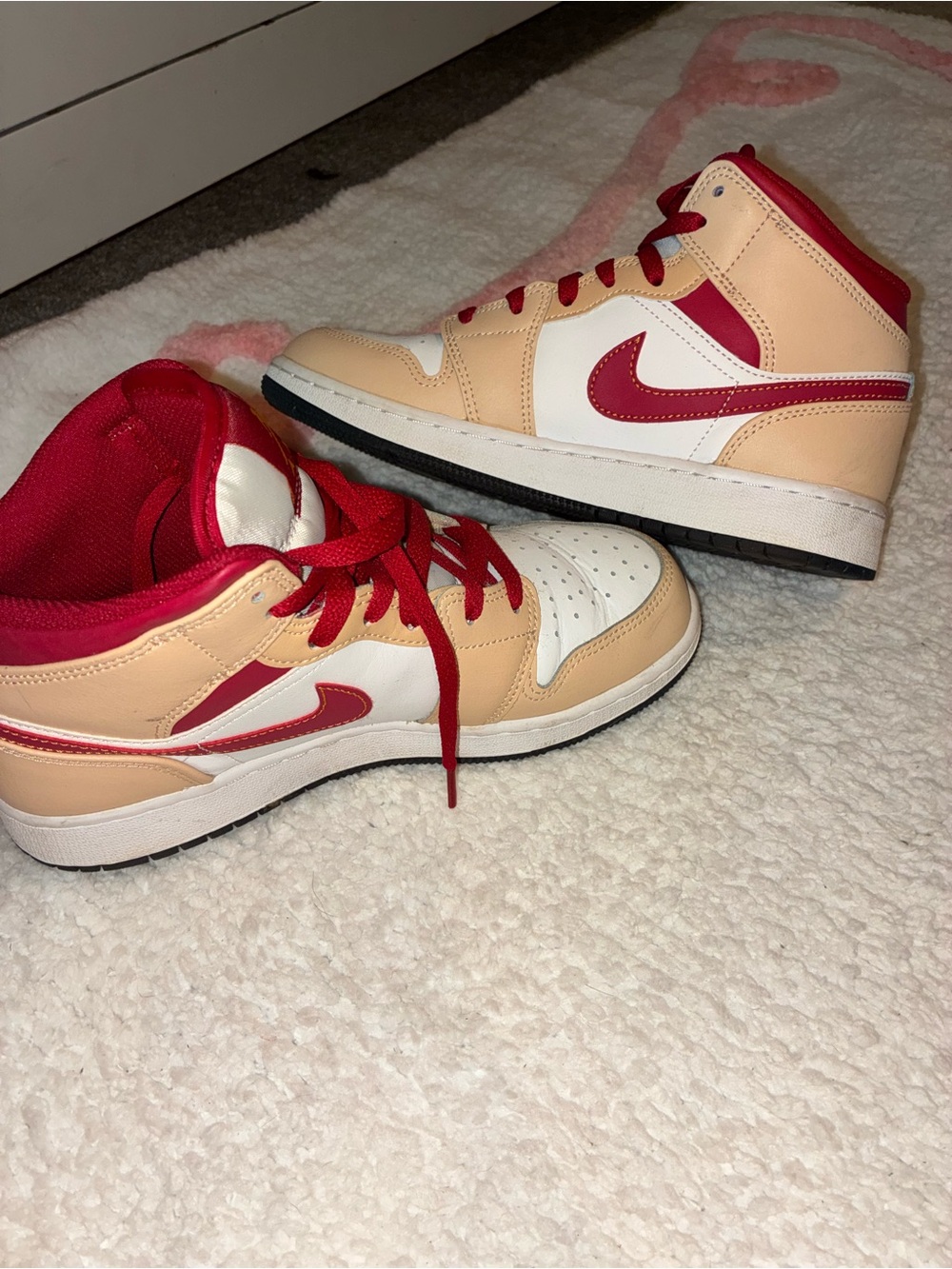 Nike High-Top Sneakers in Red, Cream & White